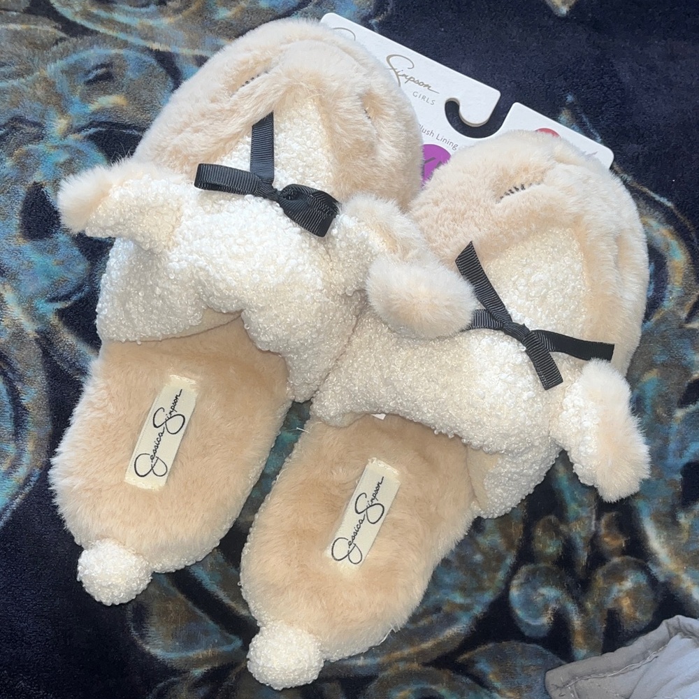 Jessica Simpson Big Girl Child XL 4-5 Indoor/Outdoor Soft Animal Slippers NWT